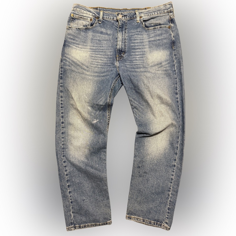 Levi's 502 Relaxed Fit Light Blue Jeans Distressed Worn Westen Workwear W38 L28